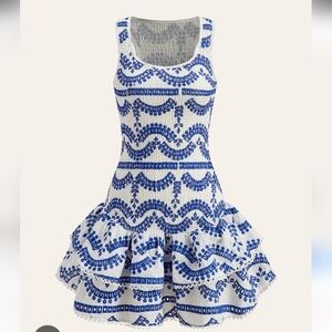 Commense Embroidered Ruffled Sleeveless Dress Sz S NWT